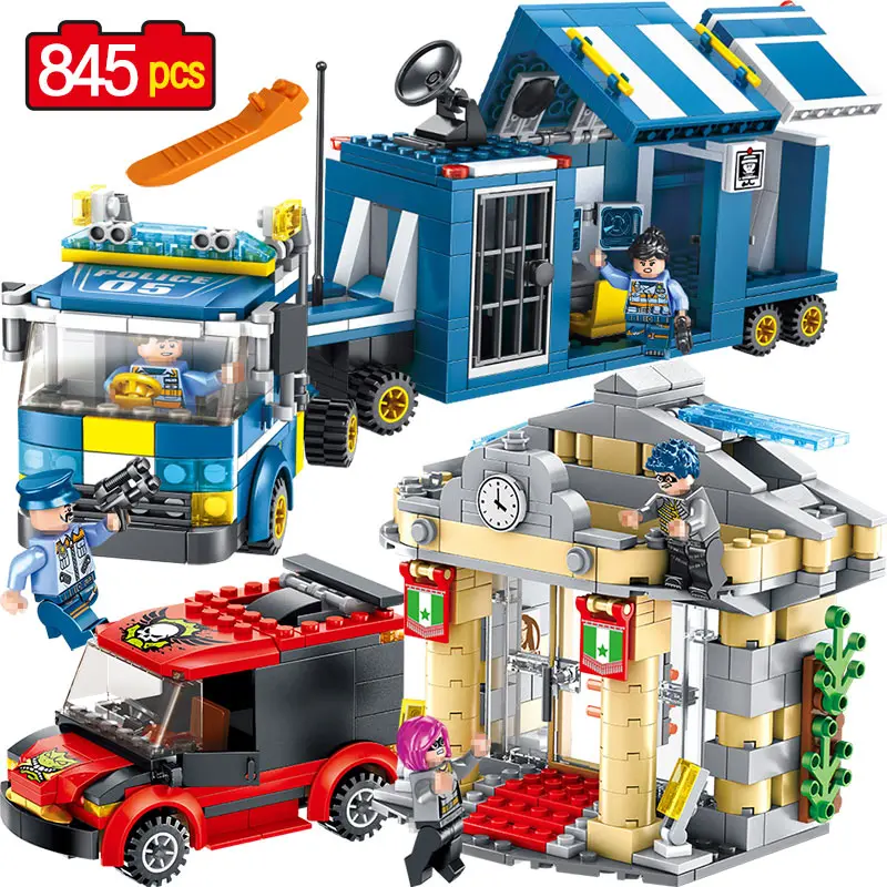

New Law Enforcement Series Truck Riot Tracking Thieves Enlighten Building 845 Pcs Block Model Enlightenment Children Toys