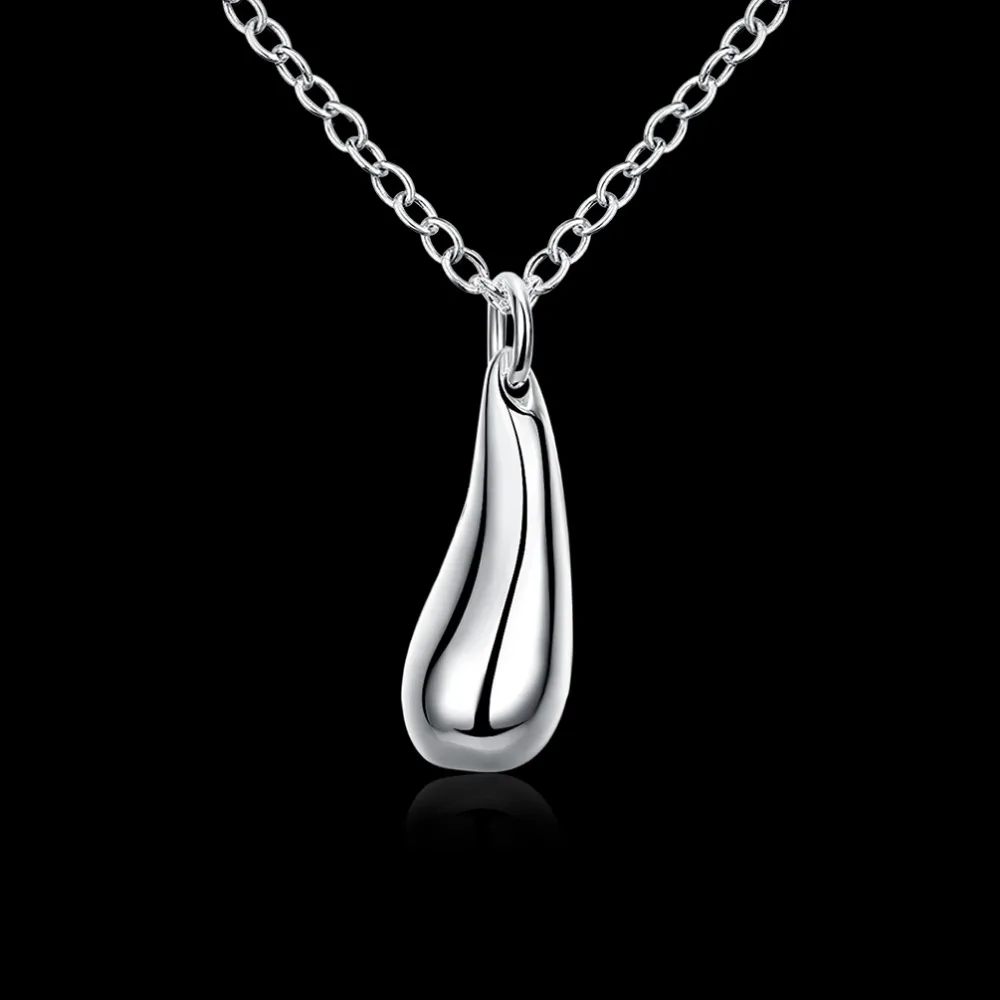 LJ&OMR New Design Women Necklace Silver Water Drop Necklace Silver