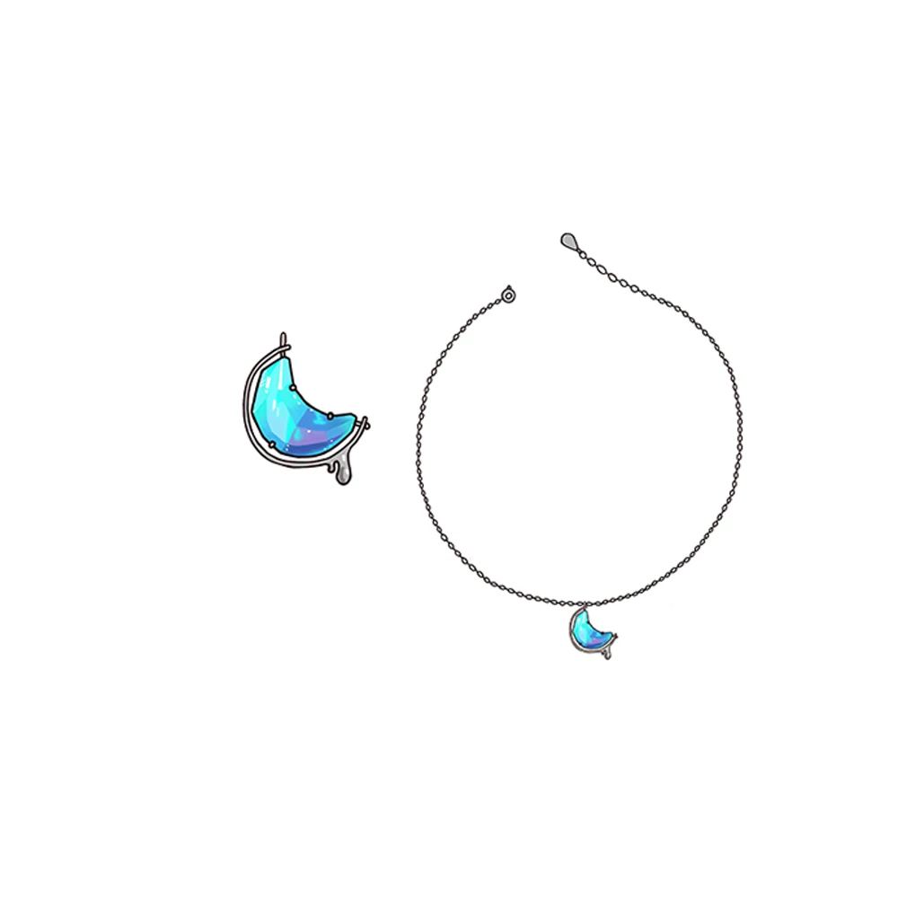Thaya s925 Silver Water In The Moon Necklace Blue Moon Bohemia Women Choker Necklace for Women Jewelry Gift