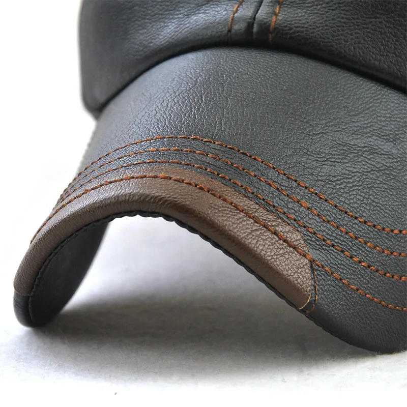 Günstig Erwachsene Mode Leder Hut männer Leder Baseball Kappe Einstellbar Baseball Hut Mode Leder Freizeit Hüte B 9377