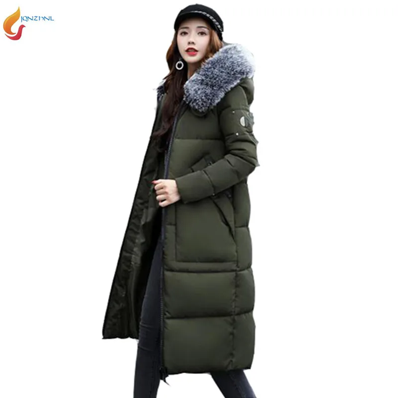 2019 Толстая длинная стеганая куртка с перьями Зимняя Новая Модная хлопковая