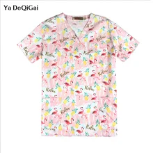 Лабораторное пальто, медицинская хирургическая форма, больничная униформа медсестры с v-образным вырезом, с принтом, для салона красоты, стоматолога, клиника, аптека, форма для домашних животных