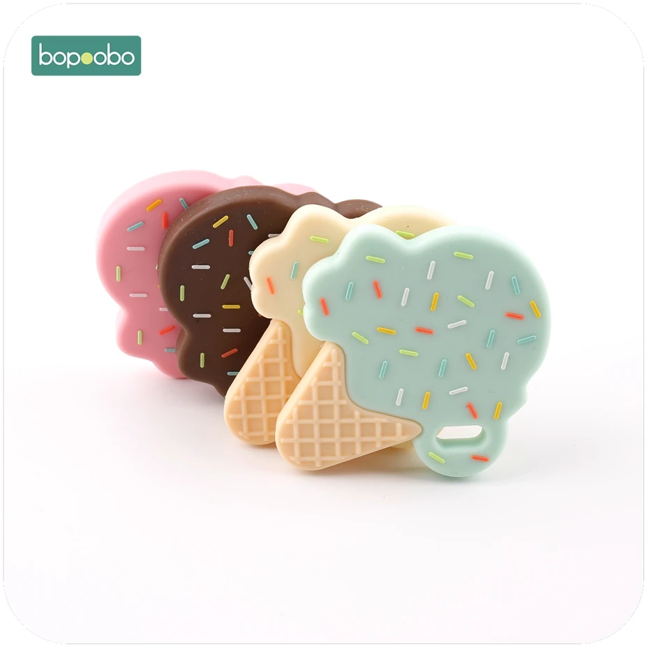 Bopoobo 아이스크림 사랑스러운 실리콘 Teether  장난감 Teething 씹기 쉬운 BPA 무료 펜던트 간호 목걸이  Teether