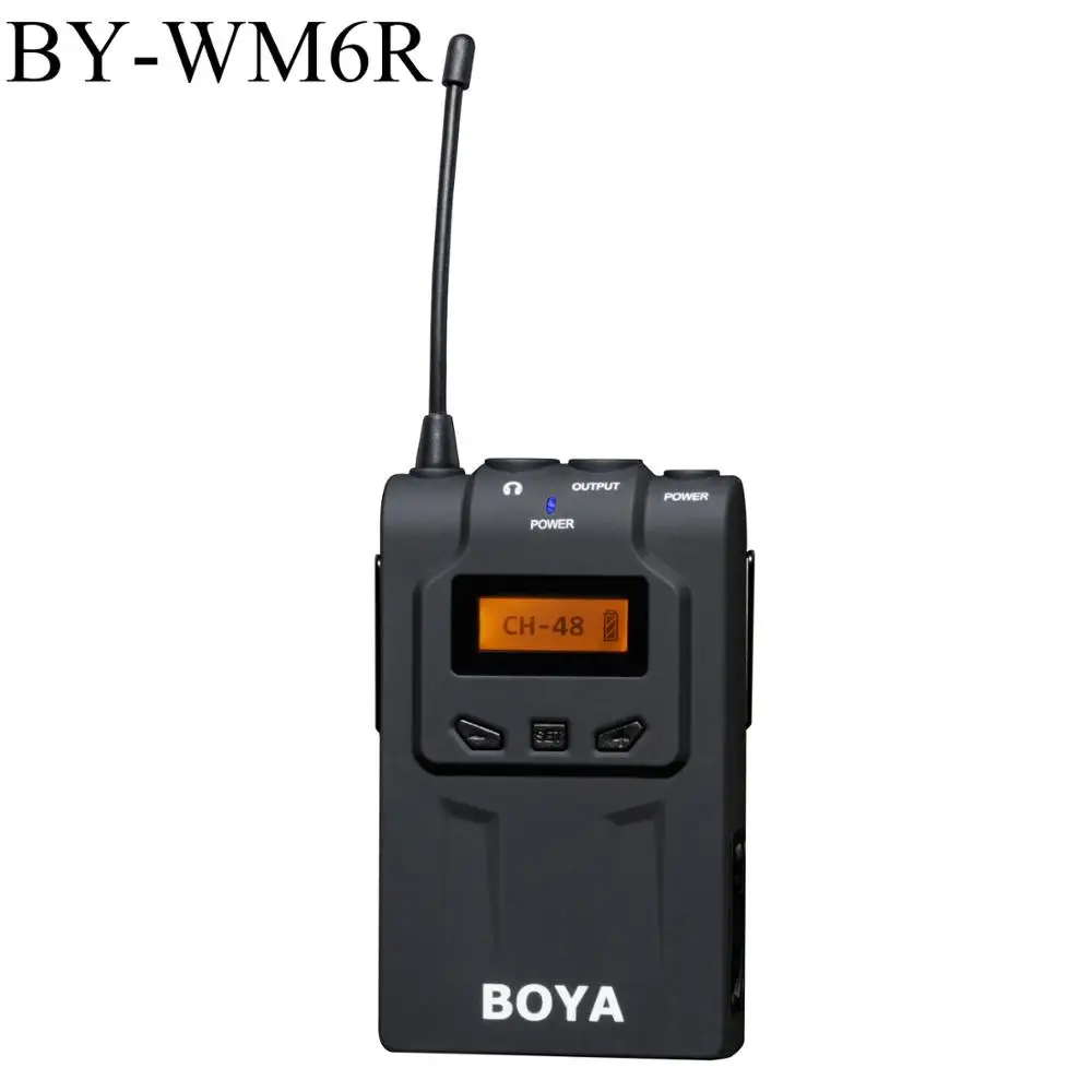 BOYA BY-WM8R/BY-WM6R UHF Двухканальный беспроводной поясной приемник с 48 каналов для BY-WM6 BY-WM8 Nikon sony DSLR камера