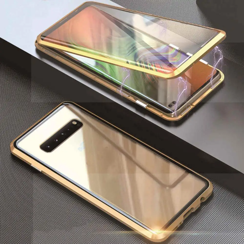 

Magnetic Phone Case For Samsung Galaxy S10 S10E S9 S8 Plus Note9 360 Full Cover Front Back Glass Magnet For Galaxy S10 5G Coque