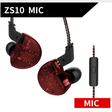 Плотным верхним ворсом KZ ZS10 4BA с 1 динамический гибрид в ухо наушники Hi-Fi монитор DJ наушники для бега 5 привод гарнитура вкладыши для Xiaomi