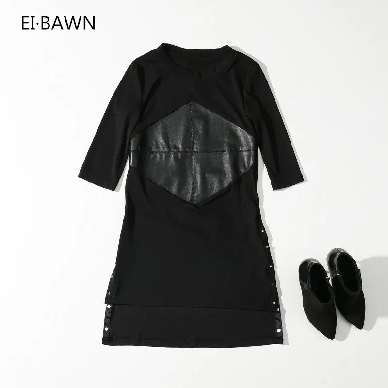 

EI BAWN Women Dresses Black O-neck Long Elegant Vintage Autumn Winter Lycra Ladies Dresses High Quality Women Fashion 2019