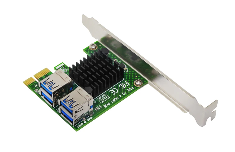 4 Порты переходная карта PCI-E USB 3,0 PCI Express Riser карта PCI-E 1x 16x удлинитель адаптер конвертер с светодиодный для майнера биткоинов добычи полезных ископаемых