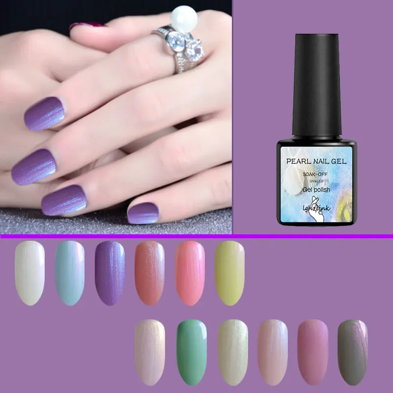 

Lghzlink UV Gel Polish Pearl Shiny Shell UV Gel Semi-permanent Painting Gel Varnish Soak Off Shimmer Enamel Gel Mermaid Nail Art