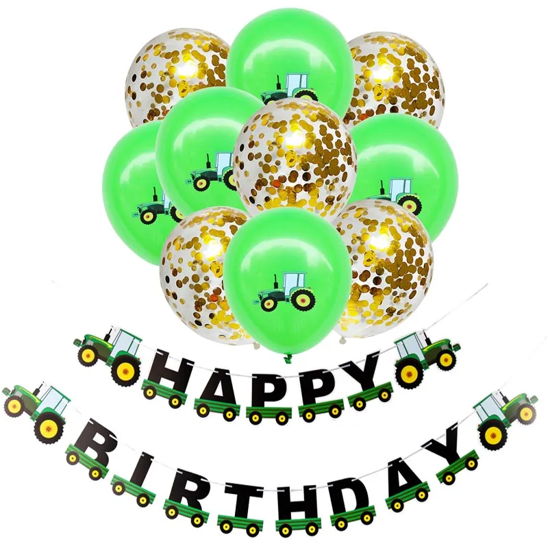 Много экскаватор воздушные шары строительный автомобиль баллон Зеленый Конфетти детский день рождения Декор-баннер балон для мальчика XN