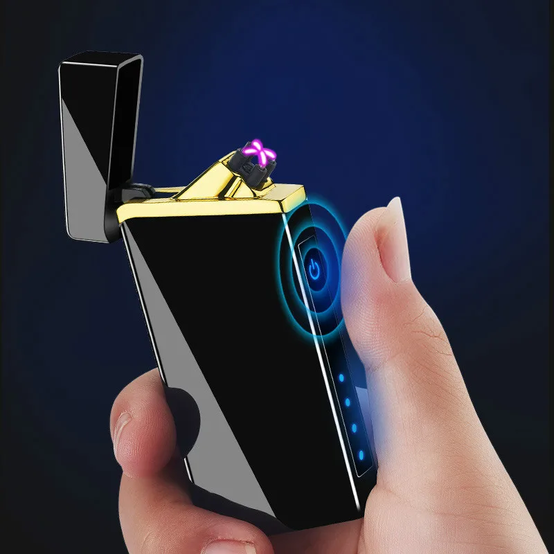 

New Double Arc Pulse Plasma Cigarette Smoking Lighter USB Charging Electric Metal Lighters Touch Switch Ignition Gift for Men