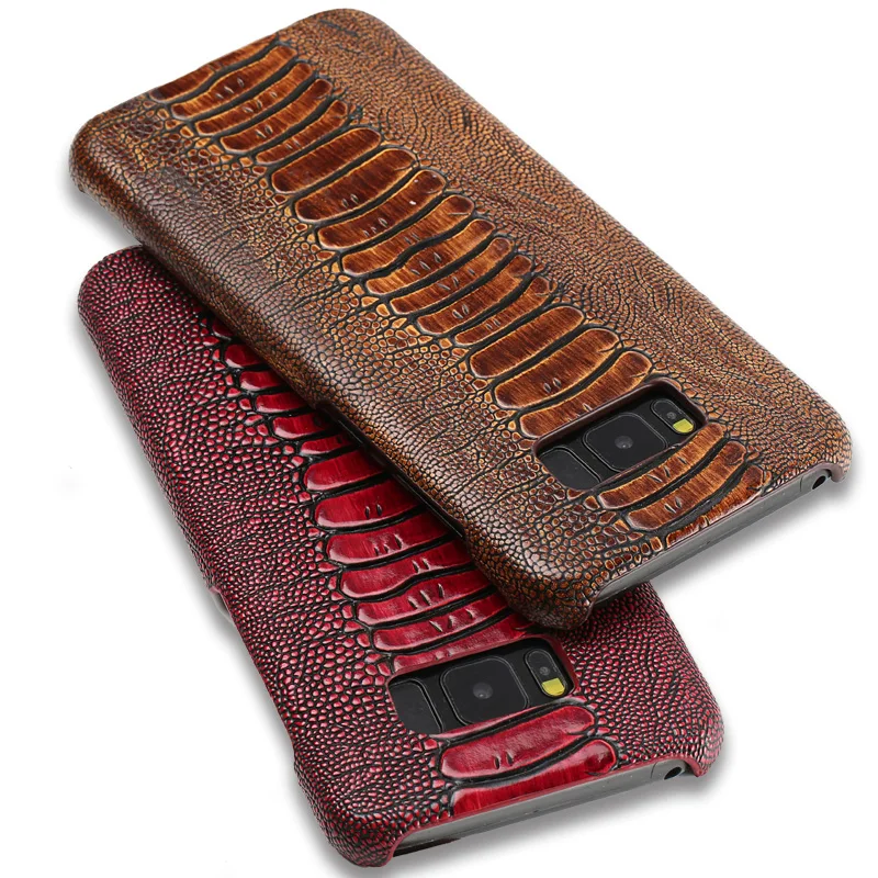 

Genuine Leather Cowhide protective case for Samsung S10 S10+ Anti-fall personality for Samsung S8 Ostrich foot print phone case