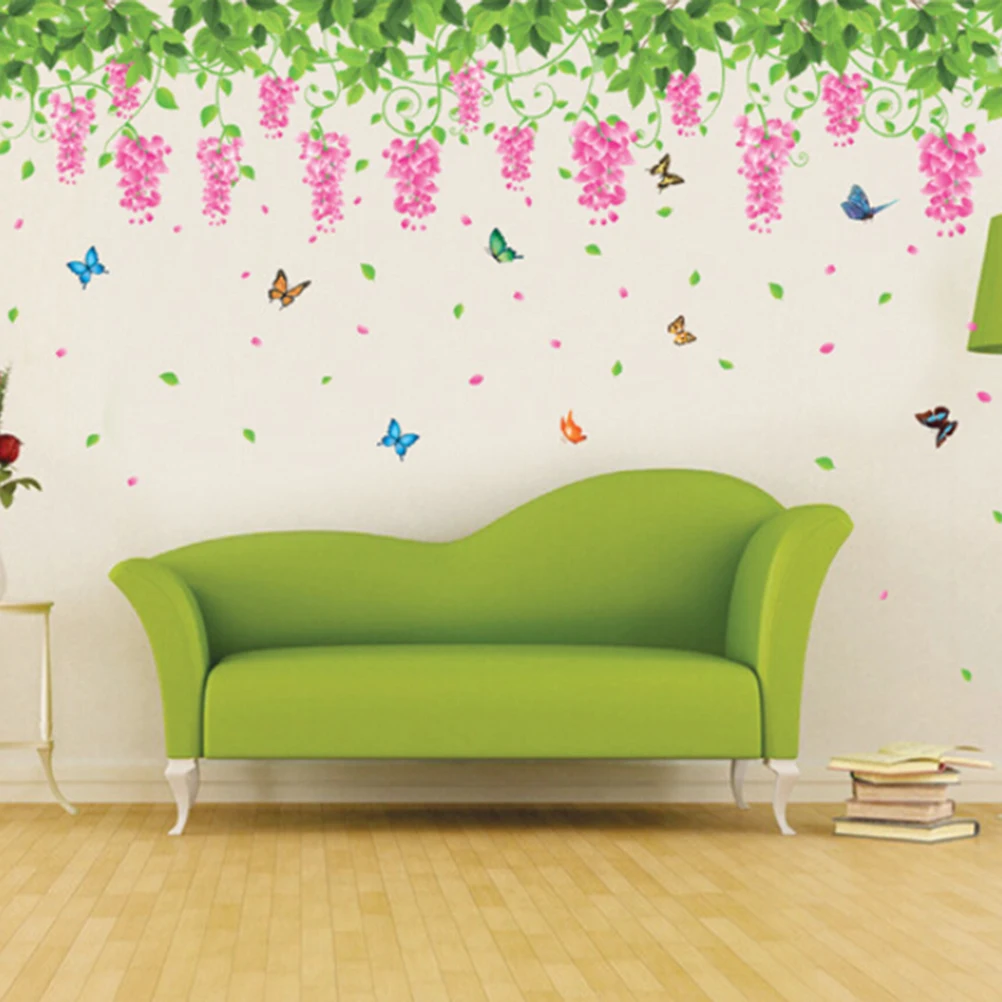 Wedding Room Decoration Bedroom Wall Stickers Romantic Wisteria Room Living Room TV Background Wall Stickers