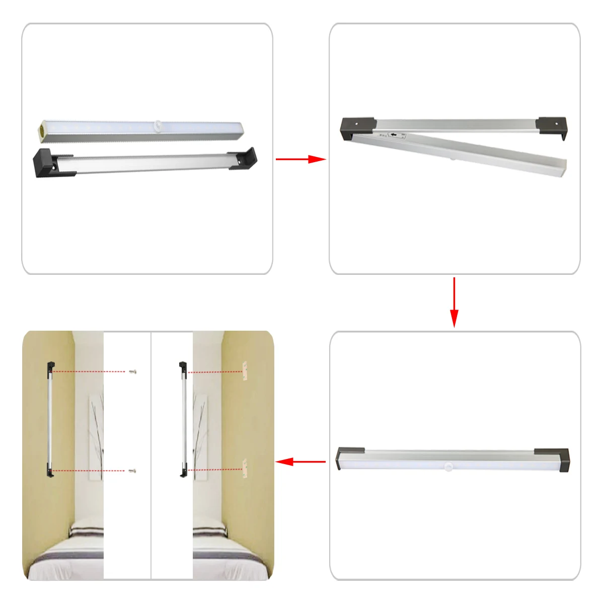  Motion Sensor Night Light Potable 20 LED Closet Lights Battery Powered Wireless Cabinet IR Infrared - 4000007138478