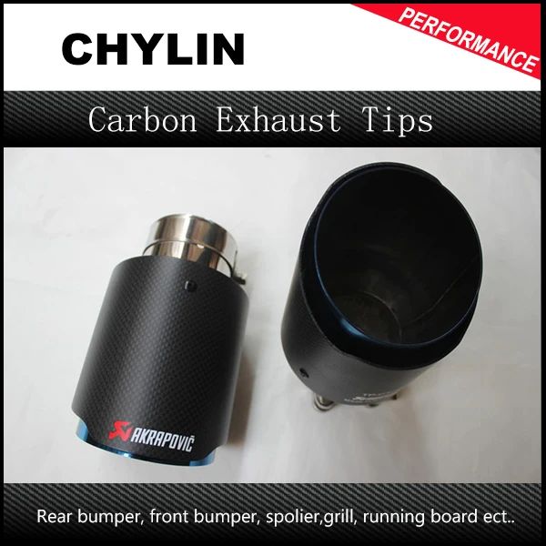 

63mm /101mm Car Styling Carbon Fiber + 304 Stainless Steel Akrapovic Exhaust Tip Muffler For Universal Car Tail Tip Exhaust Pipe