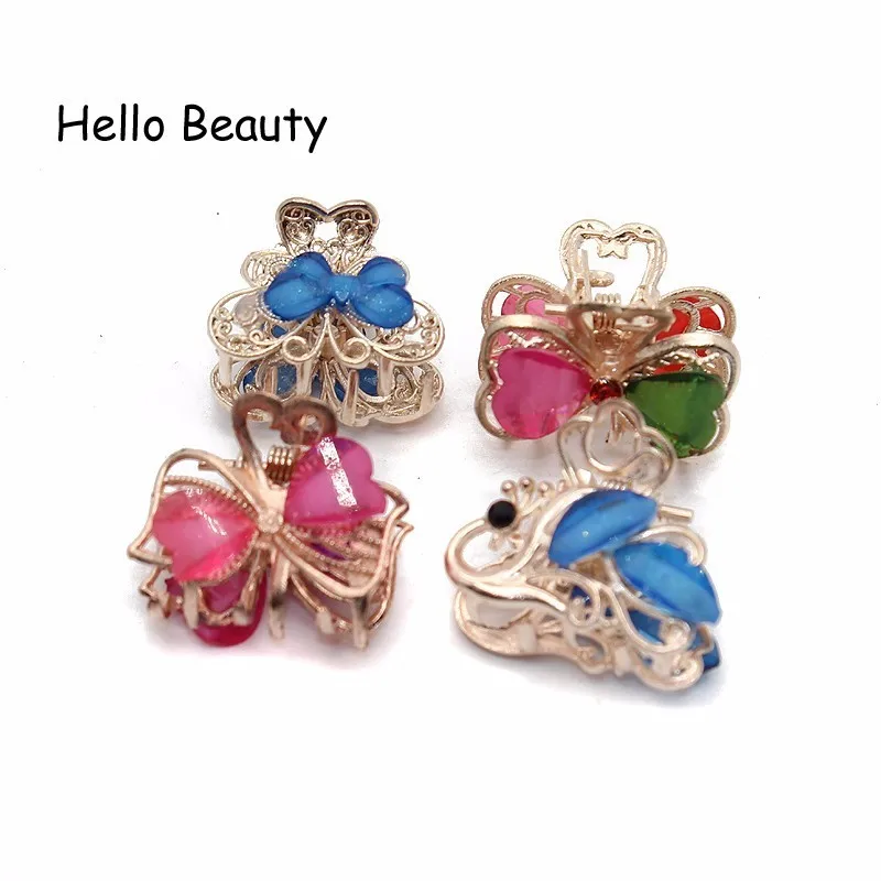 12 PCS Vintage Metal Crystal Flower Butterfly Mini Hair Claws Small Rhinestone Hair Jaw Clip Charm Accessories For Women hair accessory hair clip jewelry accessories