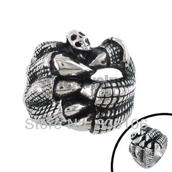 

Free shipping! Beast Dragon Claws Hand Skull Ring Stainless Steel Jewelry Motor Biker Men Ring SWR0067