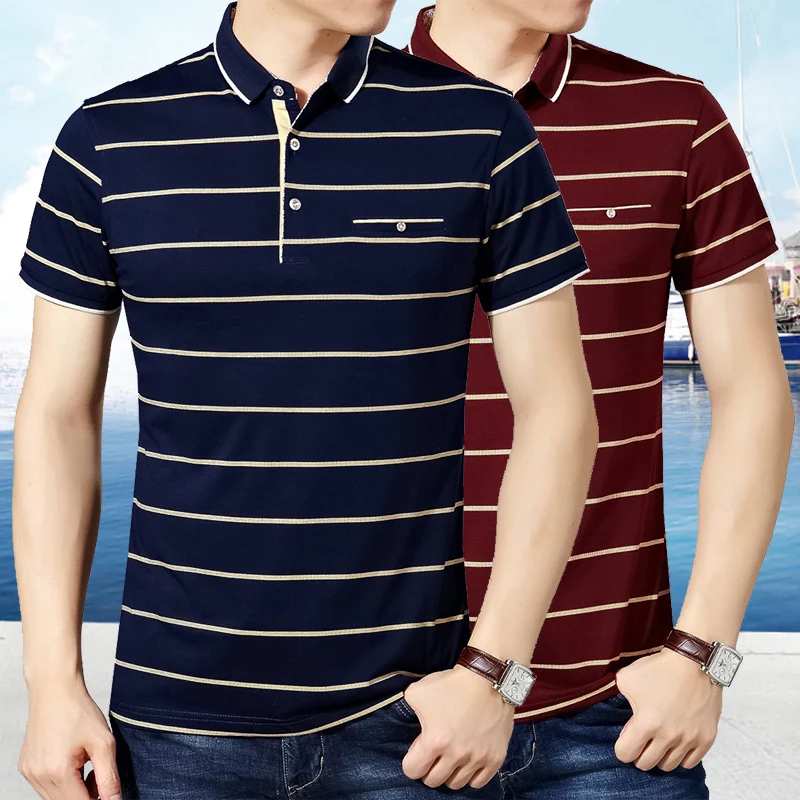 LONMMY 3XL рубашка поло Мужская blusas полосатая лацкана мужская одежда короткий рукав хлопок+ волокно Мужская рубашка поло белый темно-серый лето