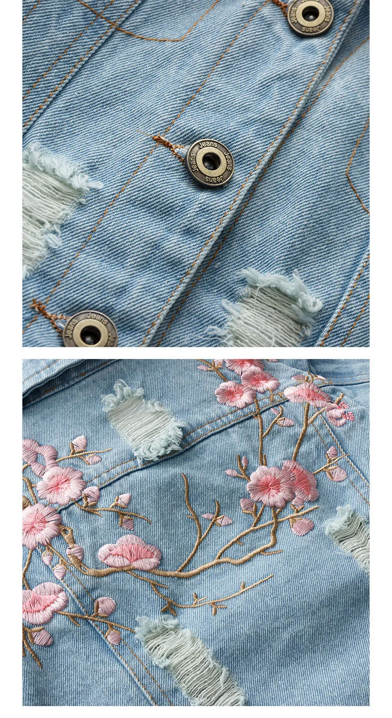 LAKAKSTY Fashion Kids Girls Outerwear Denim Jeans Jackets For Children Embroidery Flower Baby Girl Coats Infant Autumn Clothing (12)