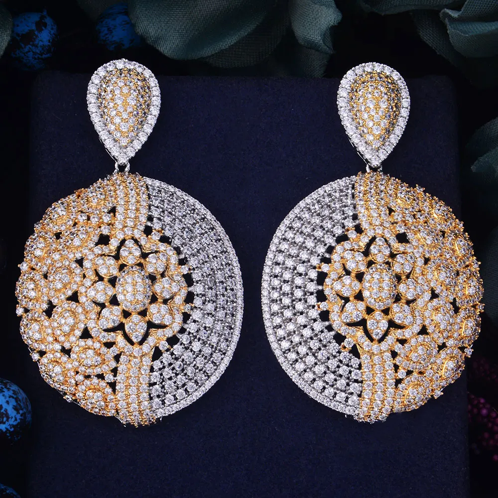 

GODKI 63mm Flower Luxury Full Micro Cubic Zirconia Paved Naija Wedding Party Earring Fashion Jewelry for Women