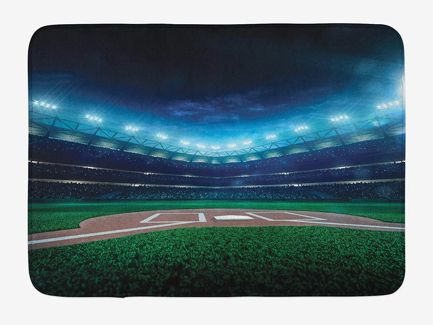 Baseball Bath Mat Professional Field at Night Vibrant Playground Stadium League Theme Print Plush Bathroom | Дом и сад