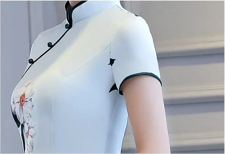 Chino tradicional señora cheongsam Satén de seda mujeres verano vestido de baile vestido - 4