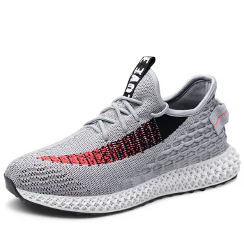 

2019 New 4D Print Men Running Shoes Breathable Sneakers Outdoor Sports Black White Grey Footwear Male Plus Size 45 46