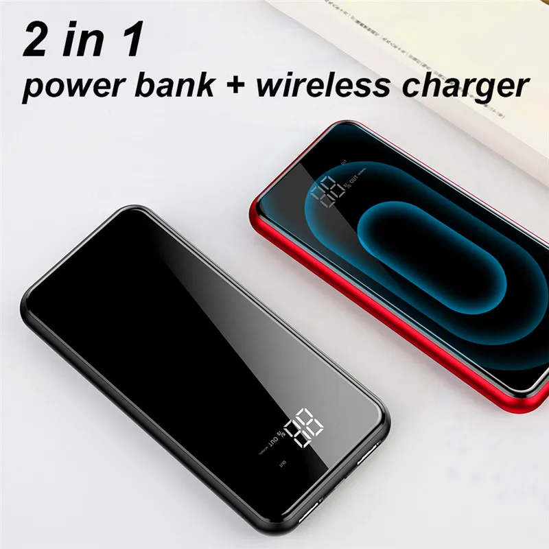 Qi Wireless Charging Power Bank 10000mAh Portable Charger Charging Power Bank Digital Display External Battery Pack 4 In 1 Qi Wireless Charging Power Bank 10000mAh Portable Charger Charging Power Bank Digital Display External Battery Pack 4 In 1