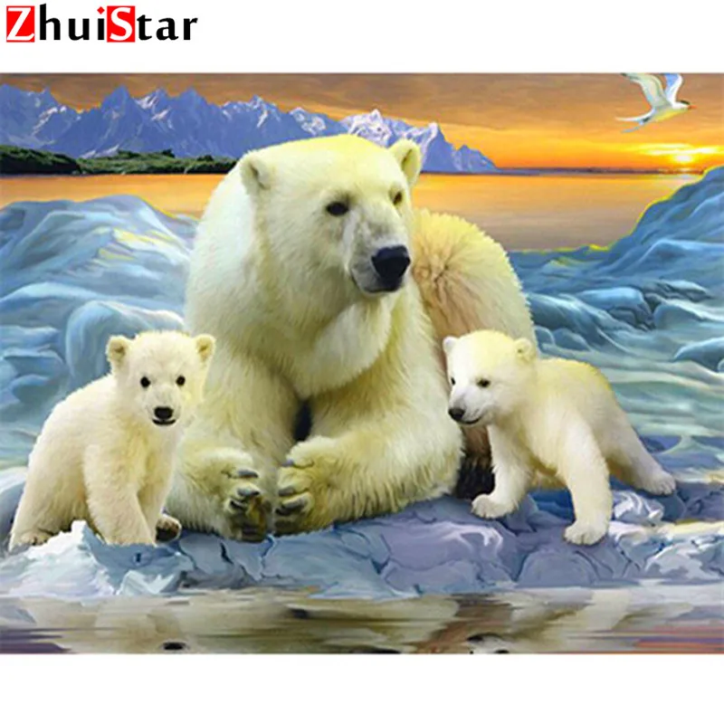 

Diy Full Square Drill Polar Bear Diamond Painting Cross Stitch Kit Embroidery Mosaic Picture Icon Animal Diamond Embroidery XY1