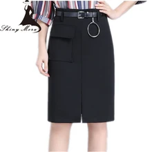 SHINYMORA/ г. весна-осень, женские юбки до колена, свободный пояс, новая мода, женская рабочая одежда, юбка OL, Офисная женская элегантная юбка