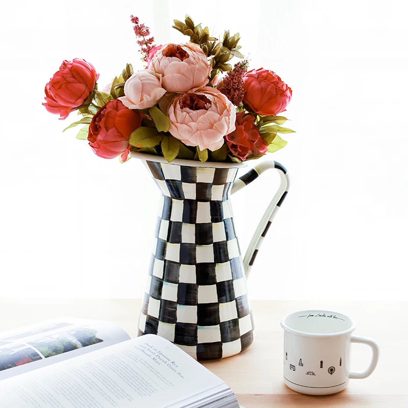 

Vintage Enamel Vase Black And White Home Decoration