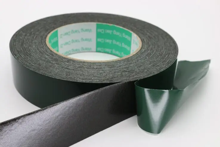 

5mm 8mm 10mm 12mm x 10m x 1mm thickness green film black foam PE sponge double-sided tape adhesive Sponge Tape for Phone Tablet