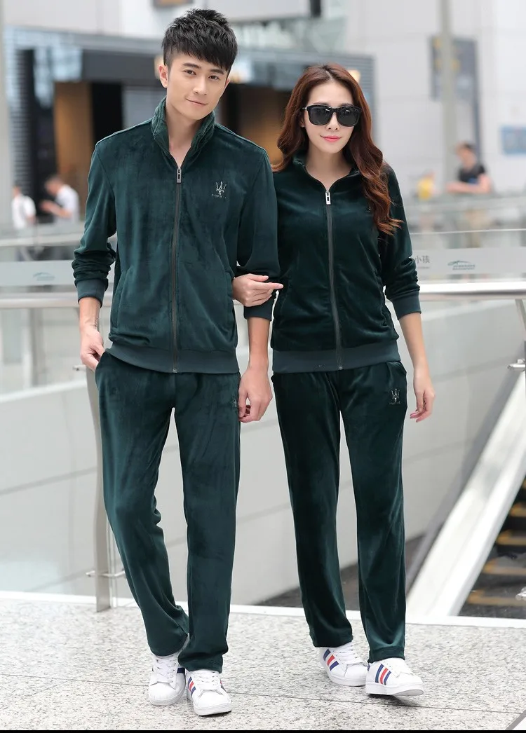 Casual Velvet Tracksuit Men Sportswear 
