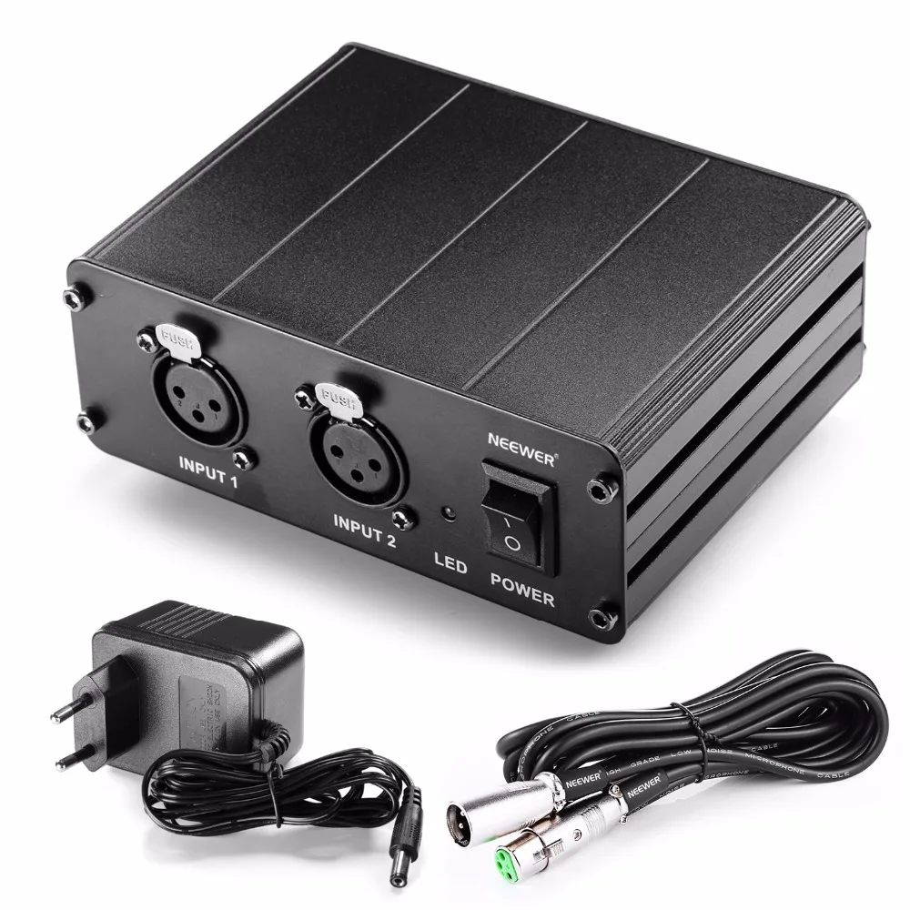 

Neewer 2-Channel 48V Phantom Power Supply with Power Adapter & 6M 3-pin XLR Male to XLR Female Cable for Condenser Microphones