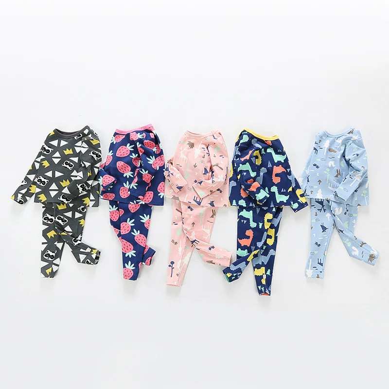 

2019 Spring New Lycra Underwear Baby Boys Girls Cotton Pajamas Set Children Clothing Autumn Toddler Christmas Clothes CLS280