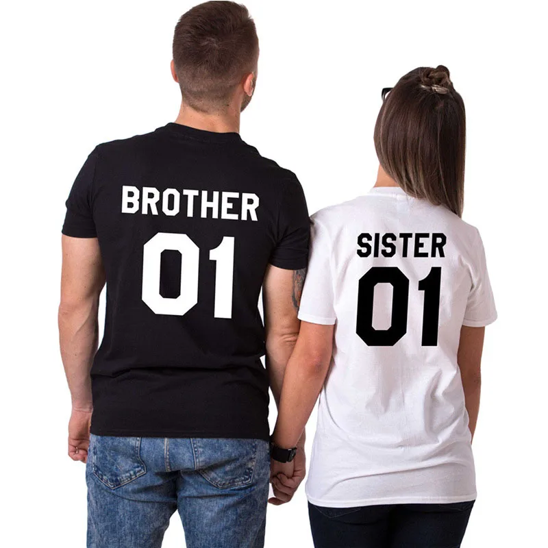 Женская и Мужская хлопковая футболка с надписью Brother Sister 01 большие размеры 3XL