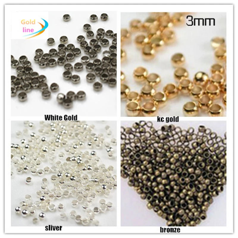 GHRQX Hot sell 300pcs 3 mm Crimp End Beads  Jewelry Clasp Jewelry Findings  Wholesale  RX1017