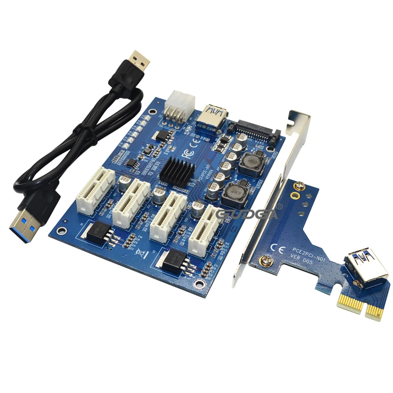 Pci-e Экспресс 1x до 4 Райзер-карта Mini ITX к внешнему PCI-E слот-адаптер PCIe порт множитель