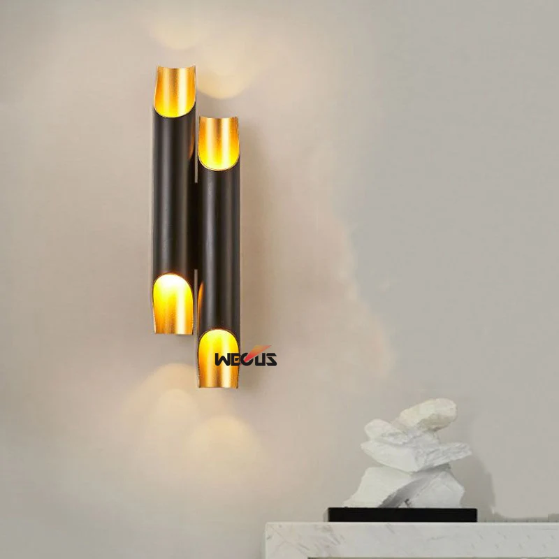 Постмодерн бамбуковый алюминиевый настенный светильник, отель/вилла/прикроватная тумбочка для спальни/ТВ настенное декоративное освещение художественная настенная лампа