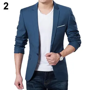 Men Blazers Slim Autumn Suit Blazer Business Formal Party Male Suit One Button Lapel Casual Long Sleeve Pockets Top 10