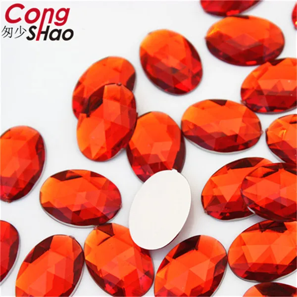 Cong Shao 100 шт 13*18 мм овальной формы акриловые кристаллы-стразы отделка с плоским основанием камень для DIY одежды ремесла аксессуары YB205 - Цвет: Red
