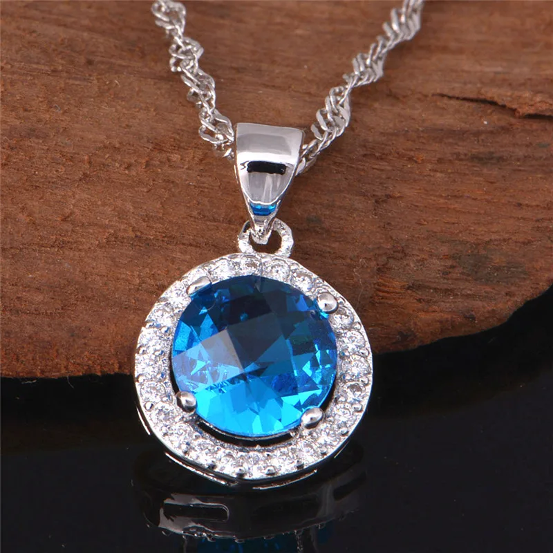 Кулон женский из серебра 15% пробы с цирконием круглой формы N409|jewelry necklace|diamond