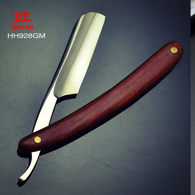 1 X "KURE-NAI" HH928GM, бритье готовый человек прямой бритвенный станок с деревянной ручкой складывающаяся бритва с одним лезвием