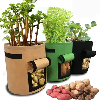 

Potato Grow Bag, 3 Pack Potato Planter Bag/Plant Pots,7-Gallon Window Vegetable Planting Grow Bag,Double Layer Premium Breatha