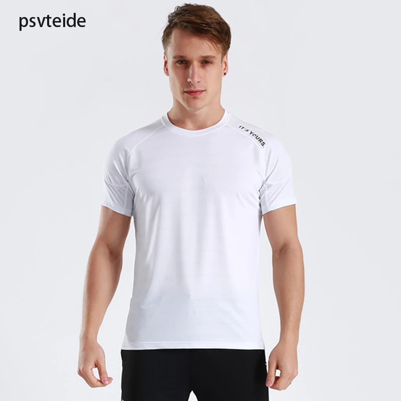 Mens Training T Shirt Slim Sport Fitness Running T Shirt Spor tshirt erkek dry tshirt Sports Jerseys White Tees|Trainning & Exercise T-shirts| - AliExpress