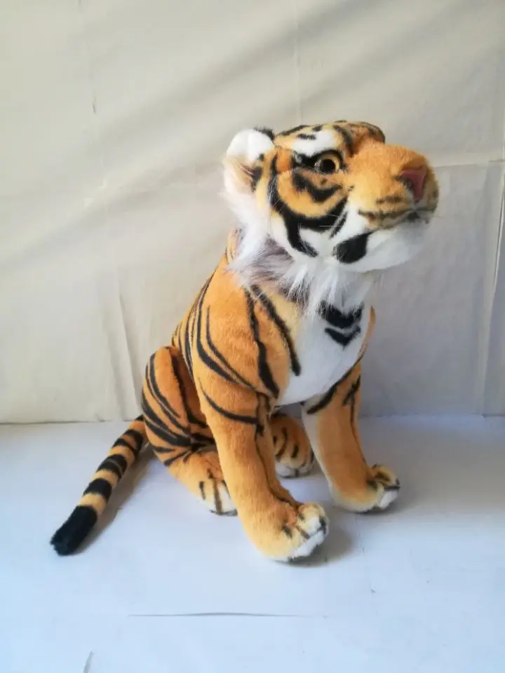 Большой 45x35 см Моделирование желтый тигр плюшевые игрушки на корточках Тигр кукла подушка Рождественский подарок s2200