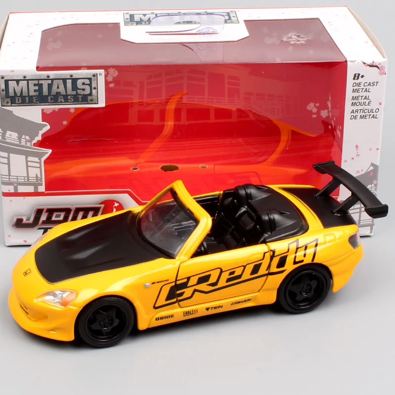 

1/32 Scale Small Jada JDM Tuners 2001 Honda S2000 AP1 roadster convertible diecast Greddy super sport car racing model toy child