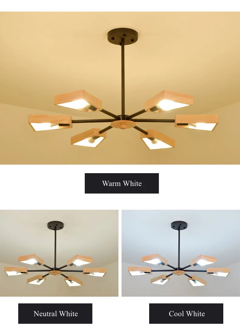 Vintage  Chandeliers Led Lustre Chandelier Ceiling For Living Room Kitchen Black Suspended E27 Hanging Lamp 12