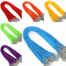 Chaîne en cuir avec fermoir mousqueton, 1.5mm, 10 pièces/lot, breloques pour collier et pendentif, DIY, fabrication de bijoux
