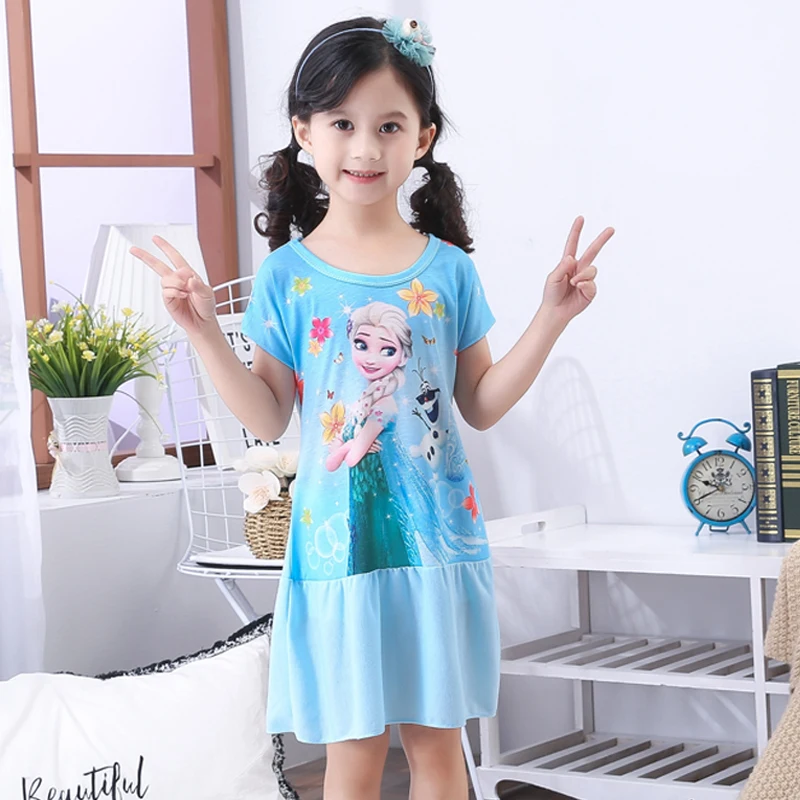 

Summer Snow Queen Elsa Anna Princess Girl Dress Nightgown Kids Dresses Sofia Night Gown Pajamas Dress Sleepwear Pyjamas Clothes